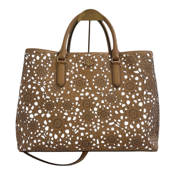 Ralph Lauren Handbags - Ralph Lauren Tan Cutout Tote Bag